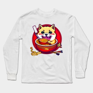 Kawaii Shiba Inu eat Ramen Noodle-Loving Long Sleeve T-Shirt